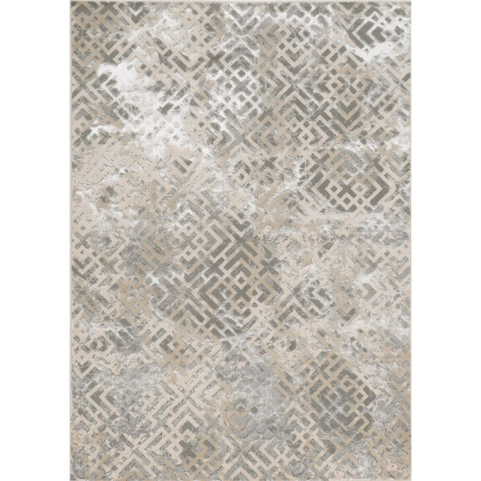 KAS Luna 7124 Sand Silver Dimensions Area Rug, 5'3"x7'7"