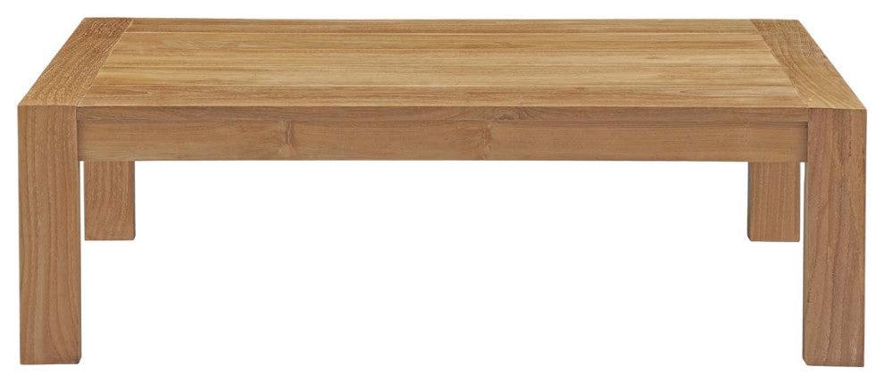 Lounge Coffee Table, Rectangular, Brown Natural, Wood, Modern, Outdoor Patio