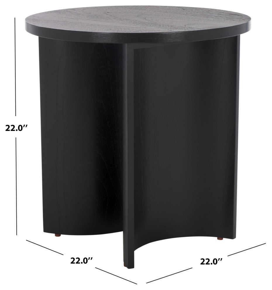 Safavieh Couture Audriella Round Wood Accent Table, Black