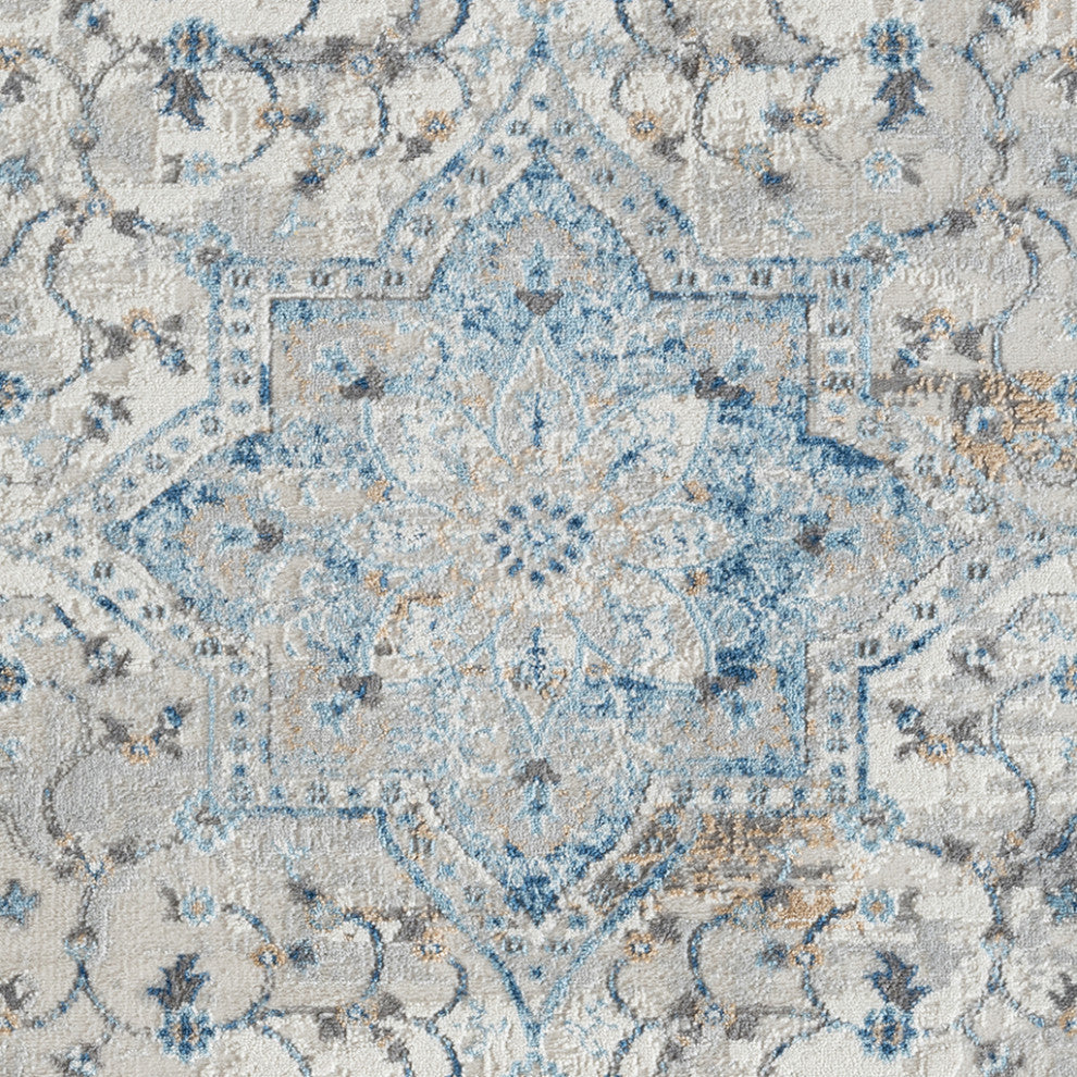 Frances Medallion Woven Area Rug/Runner, Blue, Blue, 5' x 7'