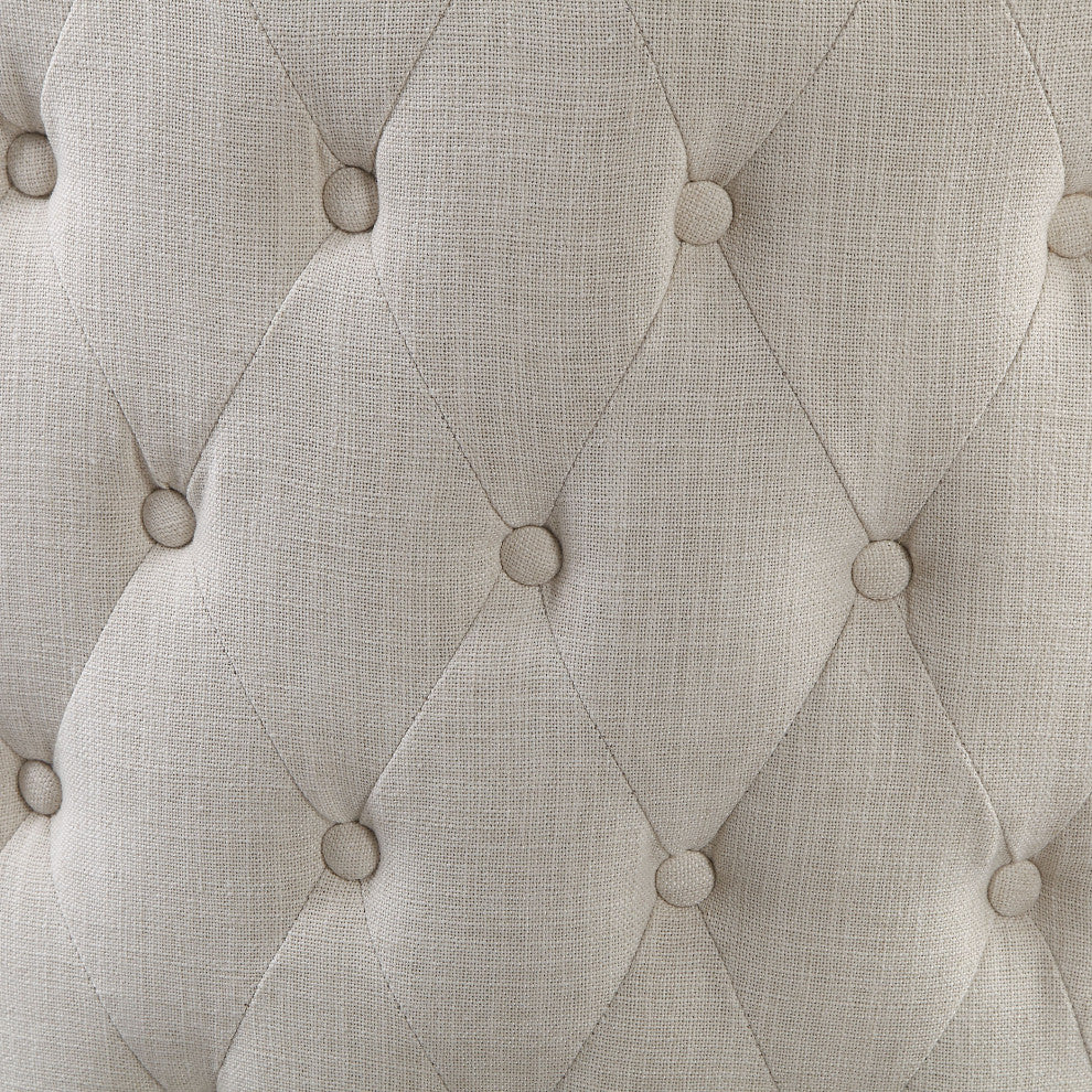 Sculpted Wide Cream Wing Back Lounge Chair Arm Button Tufted Contemporary Modern