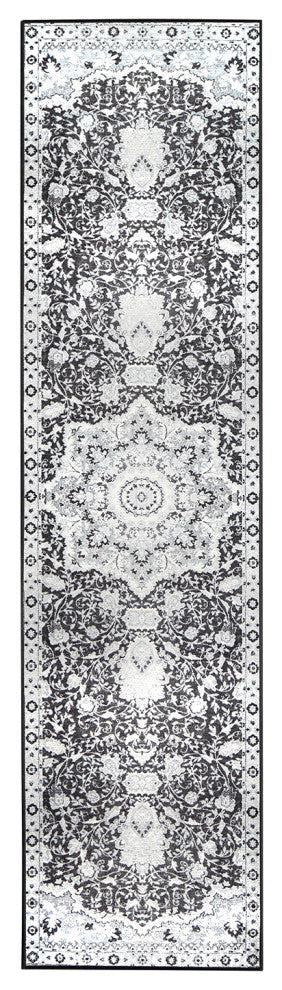 My Magic Carpet Machine Washable Runner Rug Parviz Gray 2.5x10'
