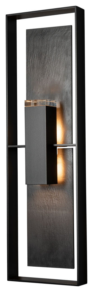 Shadow Box Tall Outdoor Sconce-Coastal Black-Slate
