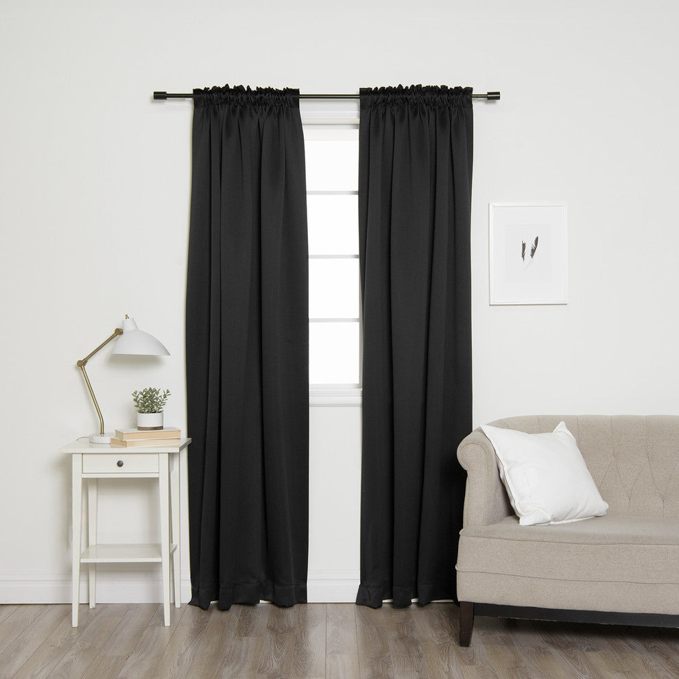 Pencil Pleat Blackout Curtains, Black, 52"x84", Set of 2