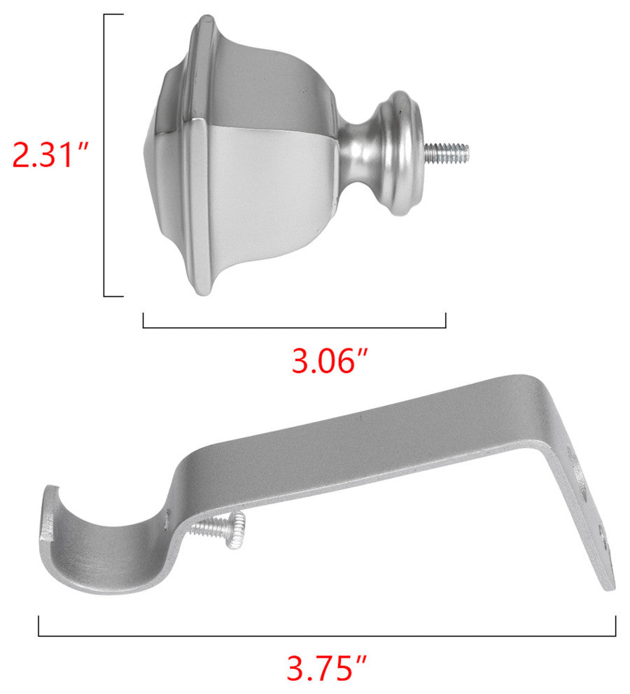 UTOPIA ALLEY 3/4" Single Adjustable Curtain rods for Windows, Nickel, 48"-86"