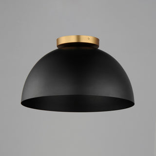 Maxim 10029 Thelonious 16"W Flush Mount Ceiling Fixture - Black / Natural Aged