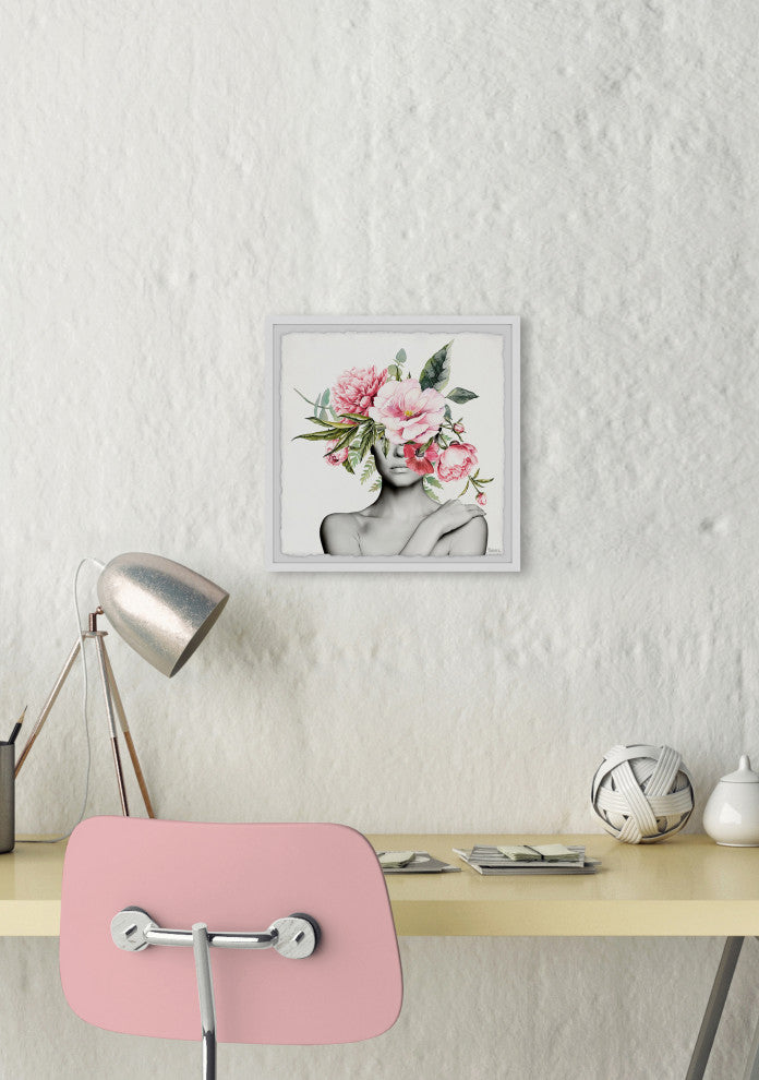 "Pinkish Bloom" Framed Painting Print, 32"x32"