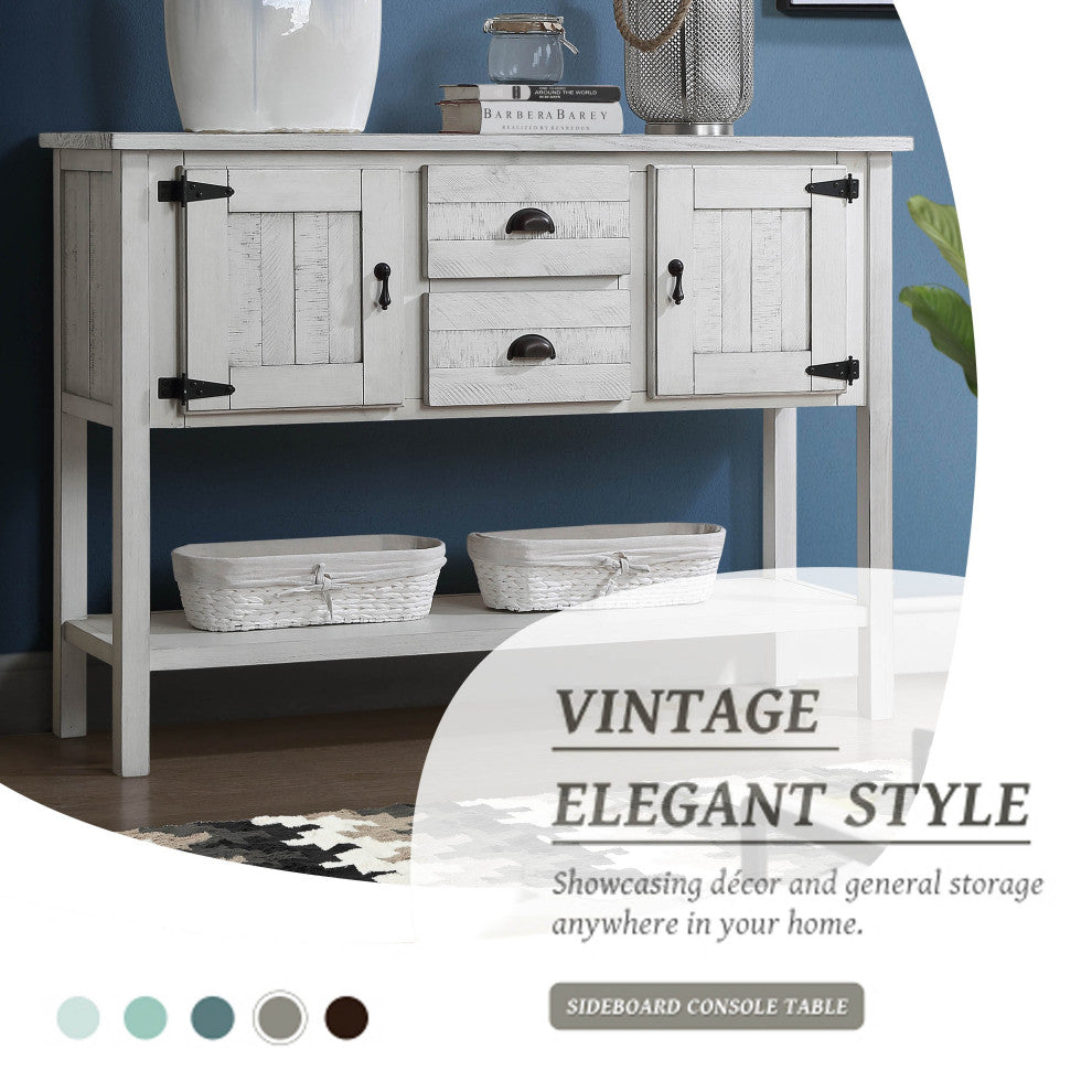 TATEUS 48'' Retro Style Dining Buffet Server Cabinet for Living Room and Kitchen, White