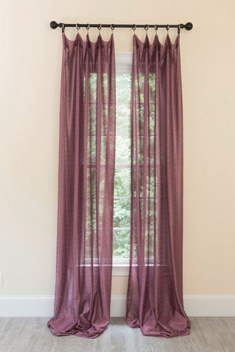 La Rosa Metallic Semi Sheer Rod Pocket Curtain  52''X120'' Single Panel, Violet