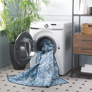 Safavieh Arizona Machine-Washable Collection ARZ901 Rug, Blue/Grey, 6' Round