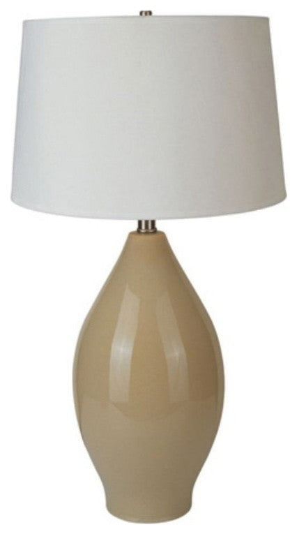 28" Ceramic Table Lamp, Beige