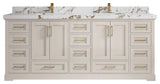 Boston 84" Double Sink Bath Vanity in Fine Grain 2" Viola Brown