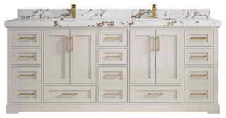 Boston 84" Double Sink Bath Vanity in Fine Grain 2" Viola Brown