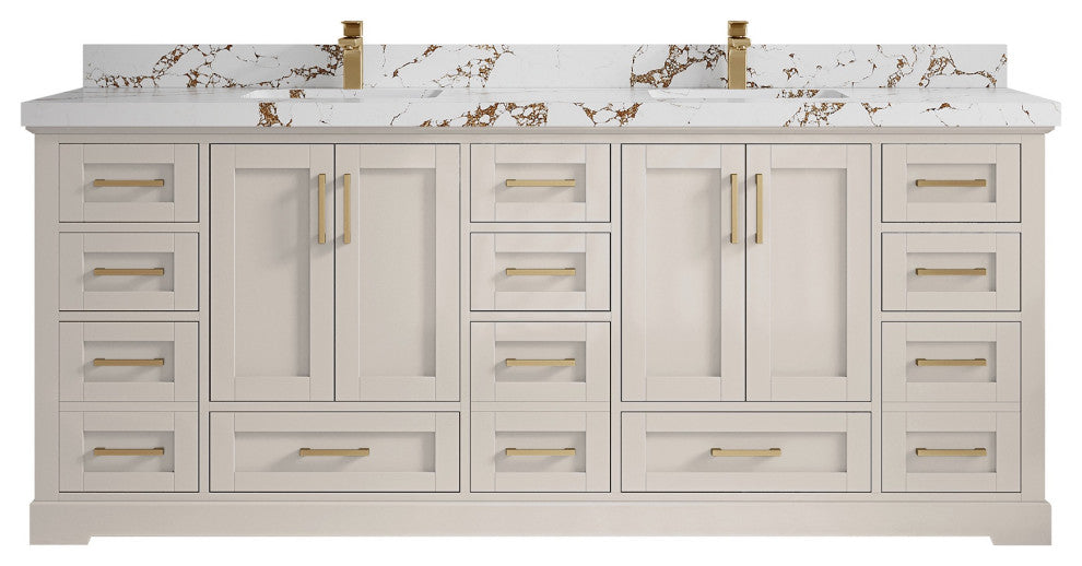Boston 84" Double Sink Bath Vanity in Fine Grain 2" Viola Brown