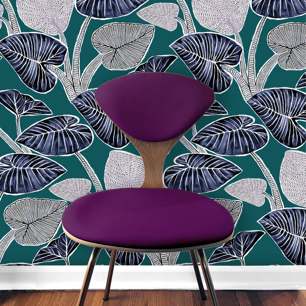 Palma Wallcovering, Teal, Roll, Peel and Stick