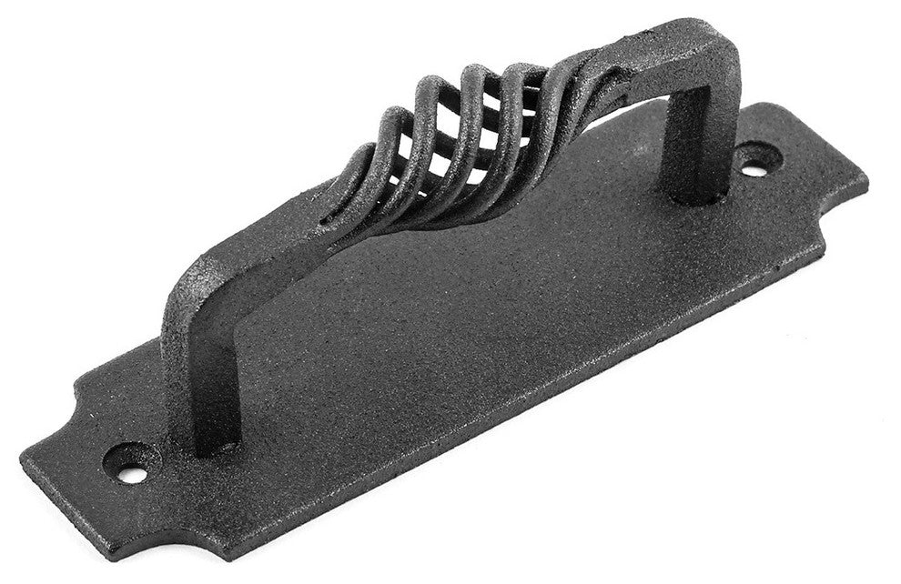 2 Pcs Black Wrought Iron Cabinet Door Pull Handle Twisted Design Renovators