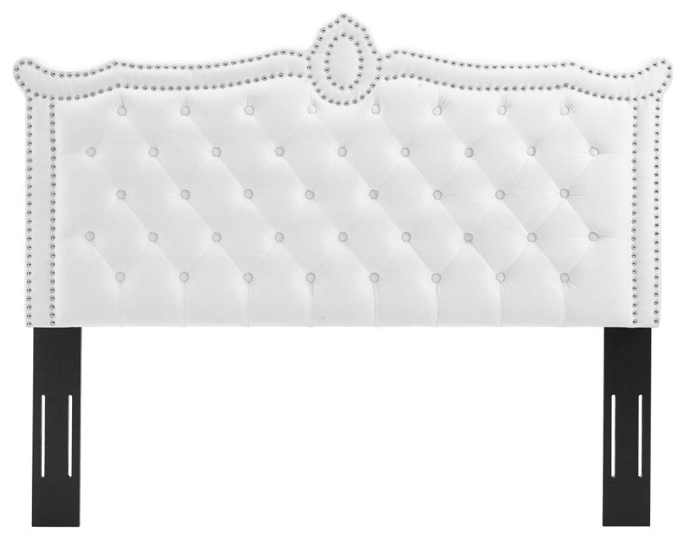 Louisa Tufted Performance Velvet Twin Headboard, White