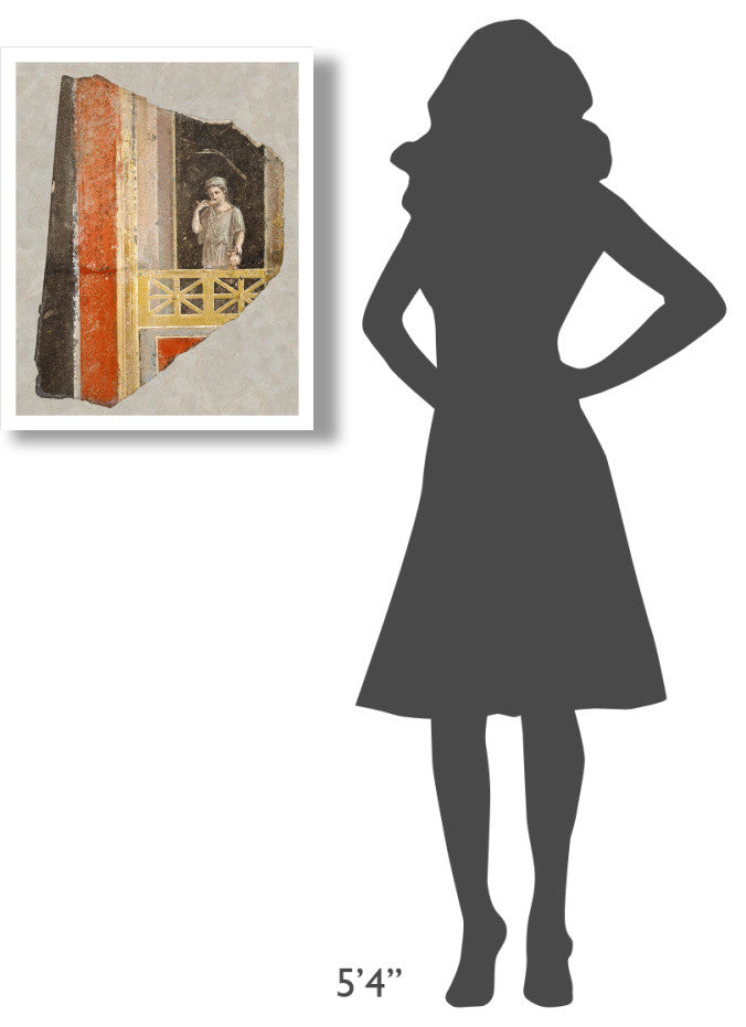 "Fresco Fragment:  Woman on a Balcony" Print 1st Century Roman Artisan, 22"x26"