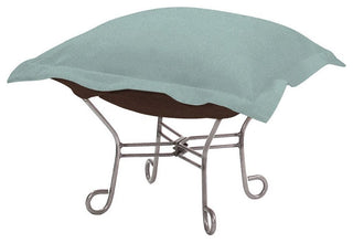 Howard Elliott Sterling Breeze Scroll Puff Ottoman - Titanium Frame