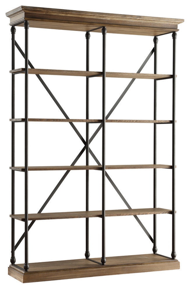 Eleanor Cornice 5-Shelf Bookcase, Brown, 58" Wide
