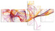 Wisps of Smoke Orange Purple, Abstract Canvas art print, 60"x32", 5 panels