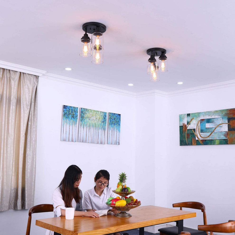 April Flush Mount With Simple Clear Glass Shades