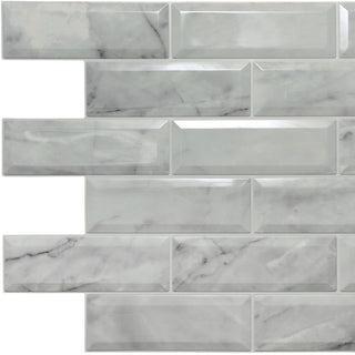 Off-White Marble Bricks 3D Wall Panels, Set of 10, Covers 64 Sq Ft