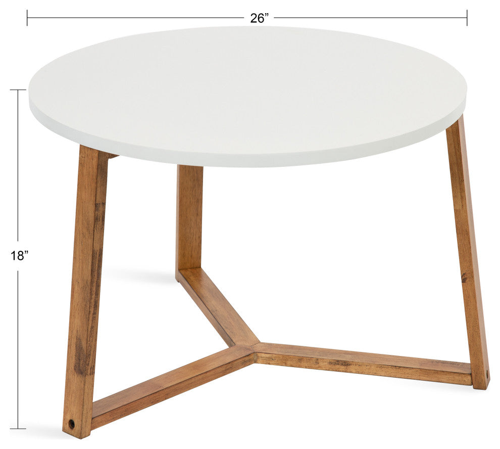 Rioux Wood Coffee Table, White/Natural 26x26x18