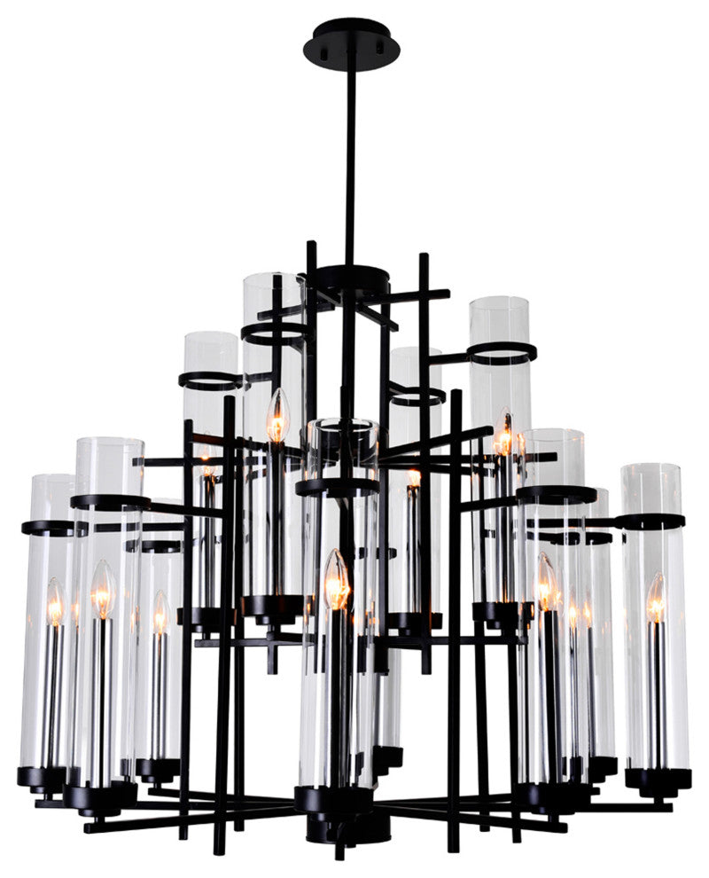 Sierra 12 Light Up Chandelier With Black Finish