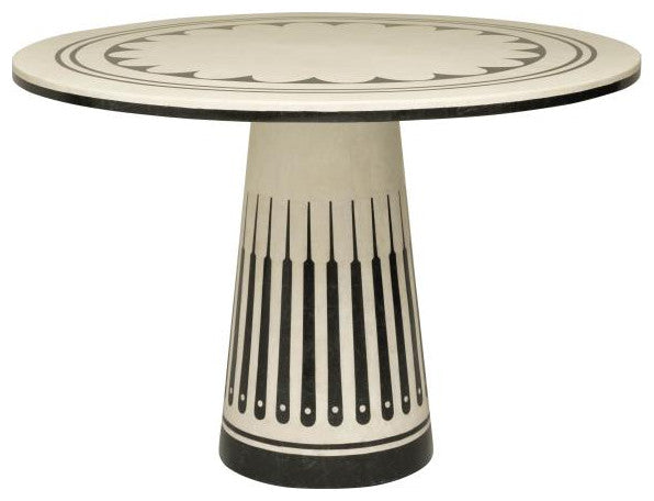 Honed Agate and Waxstone Inlaid Dining Table