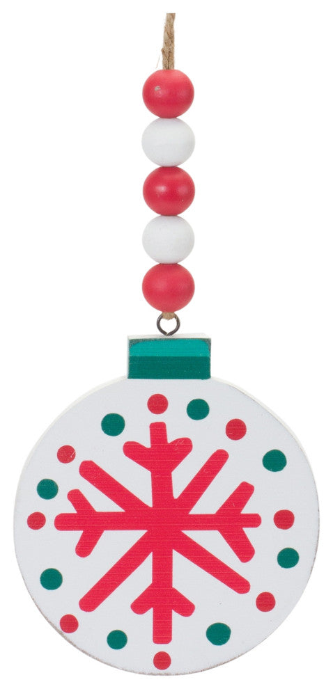 Wood Beaded Snowflake Ornament, 12-Piece Set