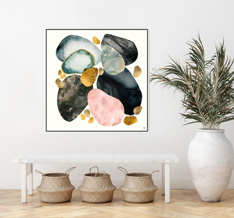 "Pebble Abstract" Framed Canvas by Giant Art 20"x20"