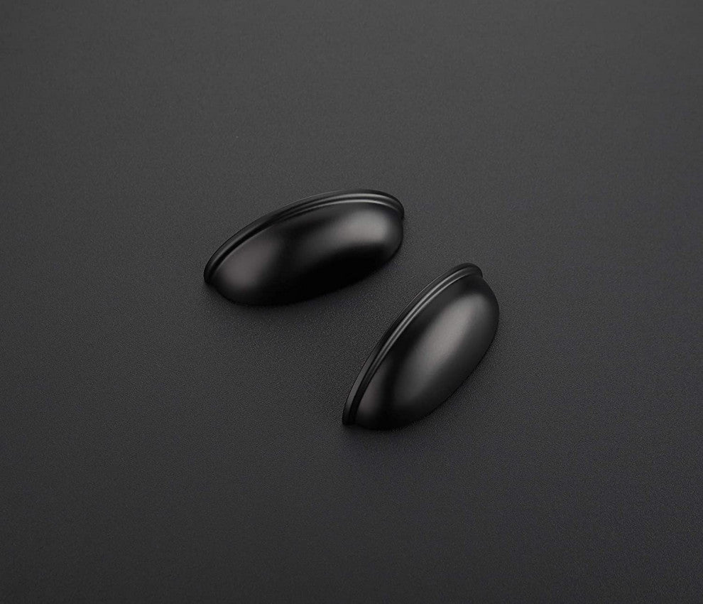 Flat Black Cabinet Cup Pulls, Set of 3