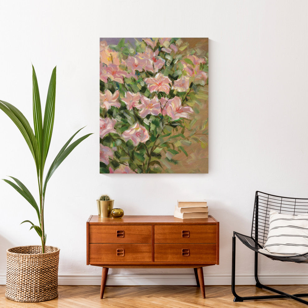 Pink Florals With Greenery 24 x 30 Canvas Wall Art