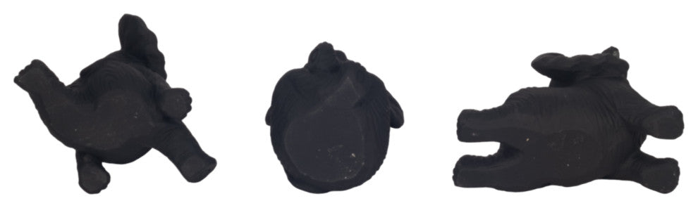 Resin Set of 3 6" Stone Look Yoga Elephant, Antique Black