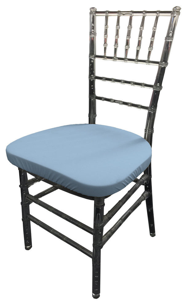 LA Linen Spandex Chiavari Chair Cushion Cover, Light Blue, Set of 4