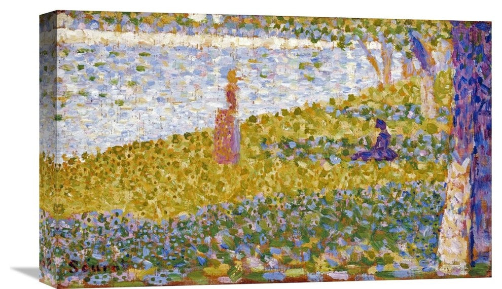 "Women On The River Bank" Stretched Canvas Giclee by Georges Seurat, 22"x14"