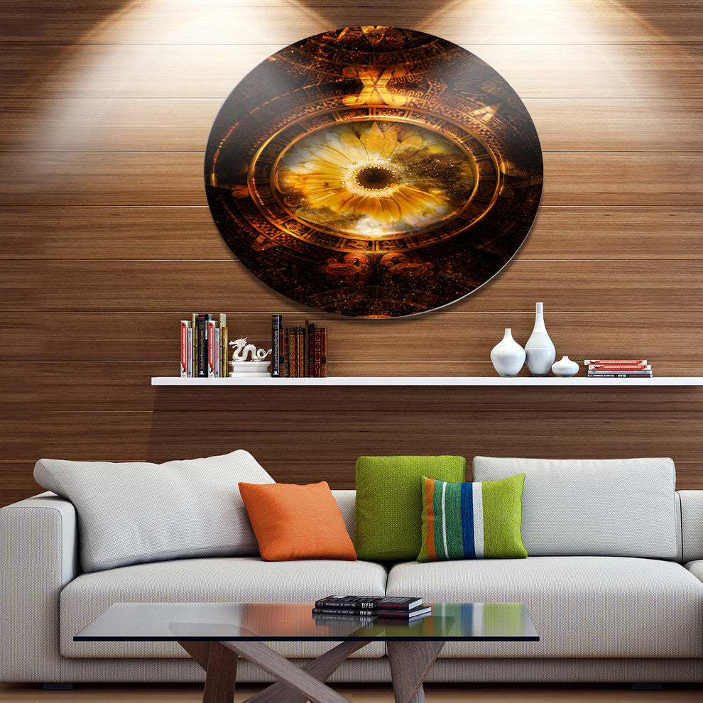 Ancient Mayan Calendar Collage, Abstract Wall Art Round Wall Art, 11"