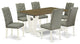 V076El207-7, 7-Piece Set, 6 Dining Padded Chairs, Table Top and Wooden Legs