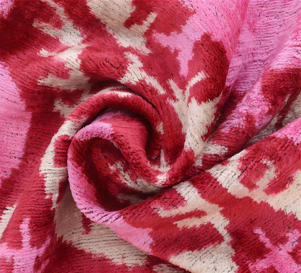 Silk Velvet Throw Pillow, 16x16, Red and Pink with Insert