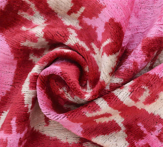 Silk Velvet Throw Pillow, 16x16, Red and Pink with Insert