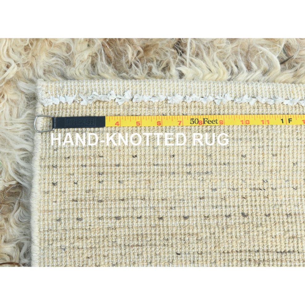 Ivory, Moroccan Berber, Natural Wool, Hand Knotted, Runner Rug, 2'6"x8'