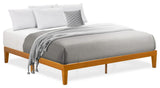 King Size Platform Bed Frame With 4 Solid Wood Legs And 2 Extra Center Legs Oak