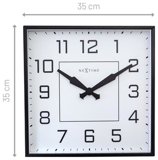 Be Square 13.8" White With Black Wall Clock