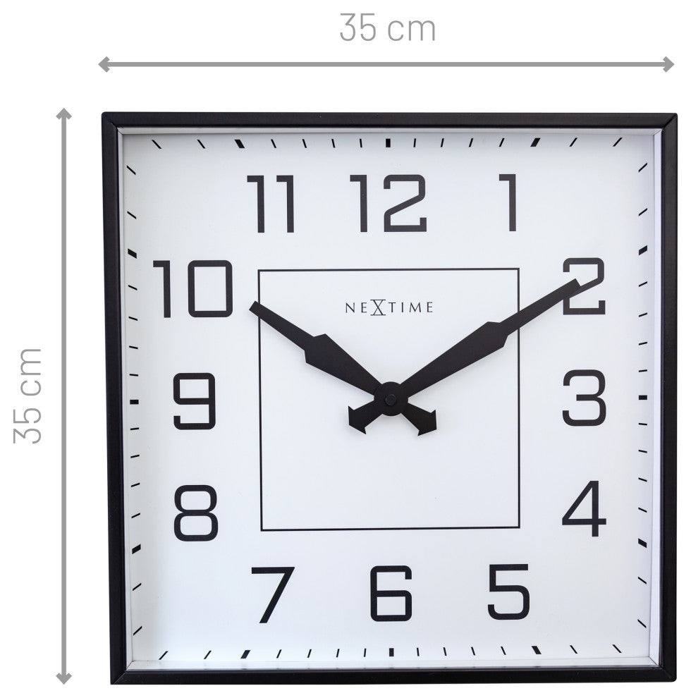 Be Square 13.8" White With Black Wall Clock