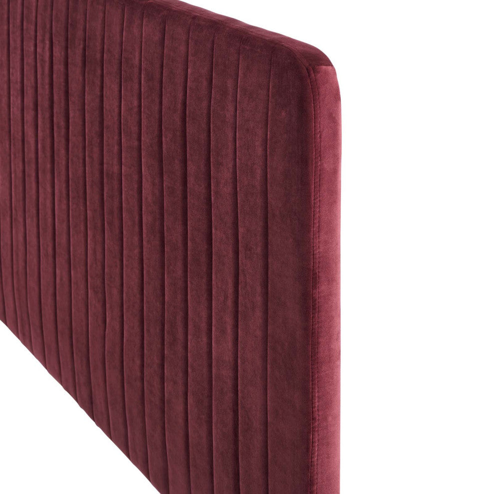 Tufted Headboard, King Size, Velvet, Red, Modern Contemporary, Bedroom Master