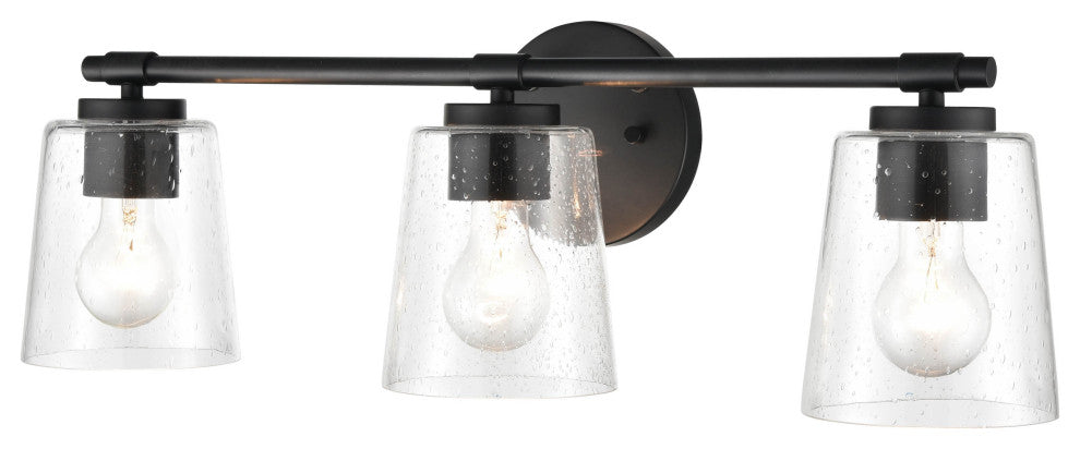 3-Light 24.5" Matte Black Bathroom Vanity Light