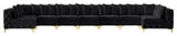Tremblay Velvet Upholstered 9-Piece Modular U-Shaped Sectional, Black