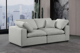 Comfy Upholstered Modular Sofa, Grey, 2-Piece: 2 Corner Chair, Linen Textured Fabric