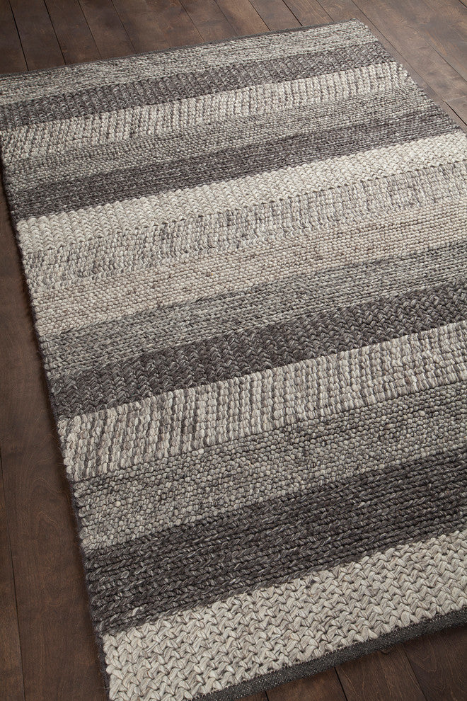 Forstel Handwoven Contemporary Rug, Gray Mix, Rectangular 9''x13''